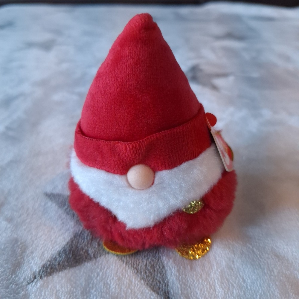 Ty Beanie Balls Collection Gnorbie Gnome Plush Toy 4"‎ Red Christmas Holiday